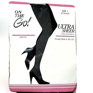 Ultra Sheer Jet Black Tights, Size 1, NWT